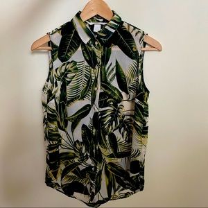 Sleeveless leaf print blouse : H&M